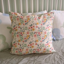Yellow Floral Throw Pillow Covers Set of 2 Cotton Farmhouse Cottage 18x18 in