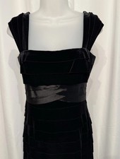 Jessica H Black Velvet Cocktail Dress Tiered  Sz 8 Sleeveless VTG Classic NWT
