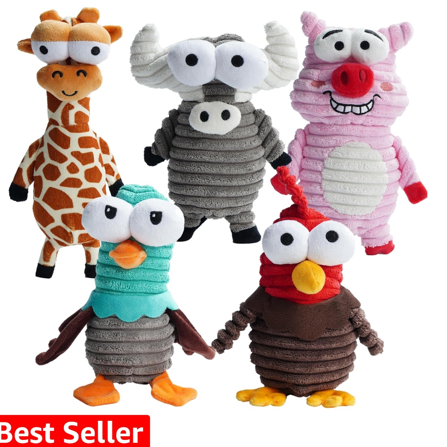 , Durable Stuffed Critter Zoo Dog Toys With Unique Squ...
