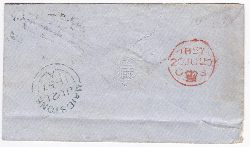 1857 QV FINO 1d PENNY SELLO ROJO EN CUBIERTA TUNBRIDGE POZOS LATERALES DÚPLEX A KENT Foto 2 de 3