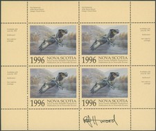 1996 CANADA-NOVA SCOTIA WILDLIFE FED., OSPREY, ARTIST SIGNED M.S., VD.#NSW5c