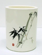 Vintage Bamboo-theme calligraphy brush/pencil pot - porcellin