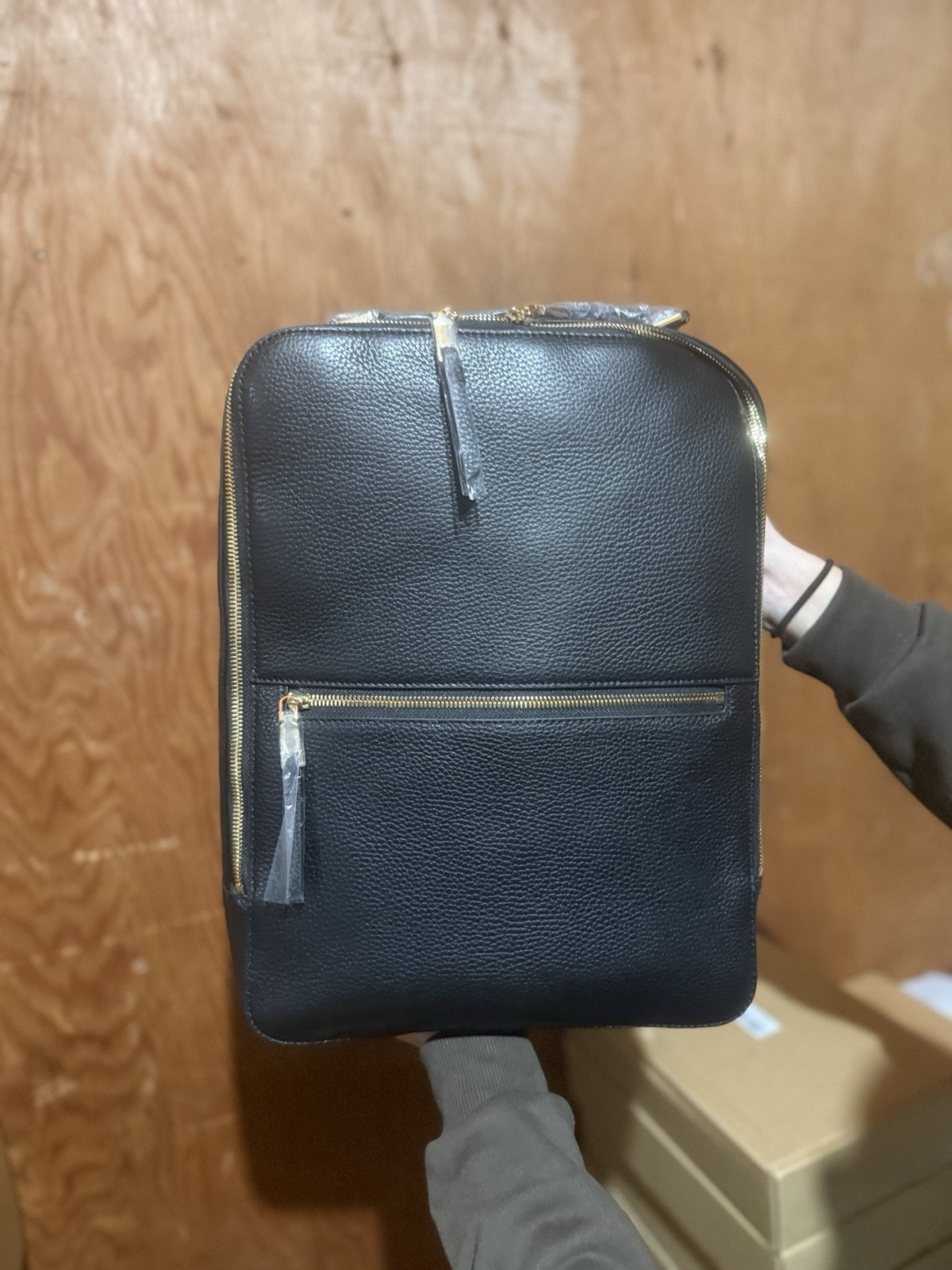 NEW Quince Italian Leather Laptop Backpack Bag- Black (Free Shipping)