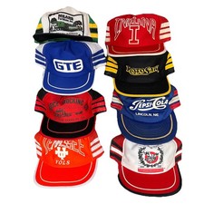 LOT OF 8: Vintage 3 Stripe Trucker Hats 80s Advertising College Snapback Caps