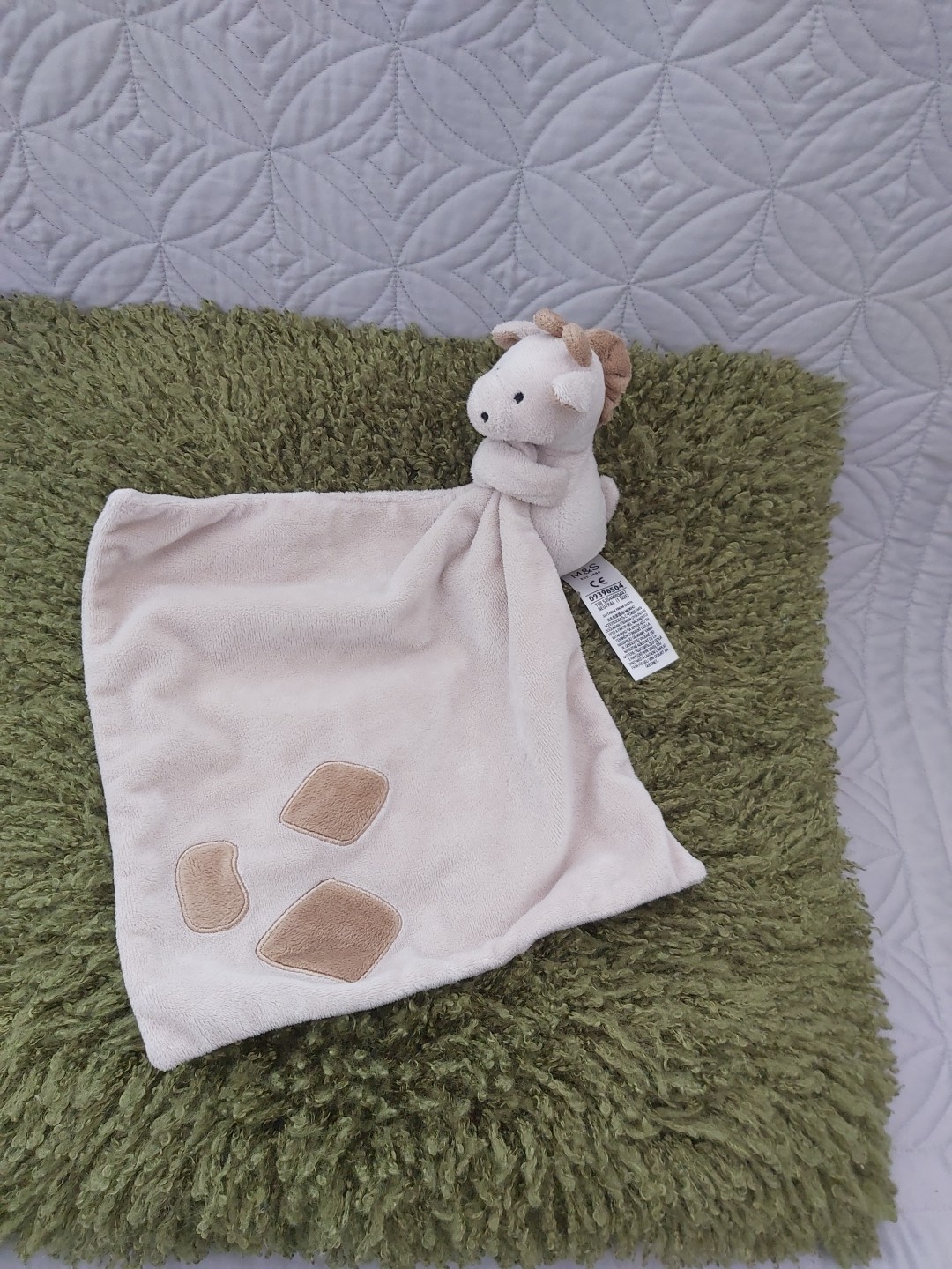 BNWOT MARKS & SPENCER M&S GIRAFFE BEIGE BROWN BABY COMFORTER BLANKIE 09398504