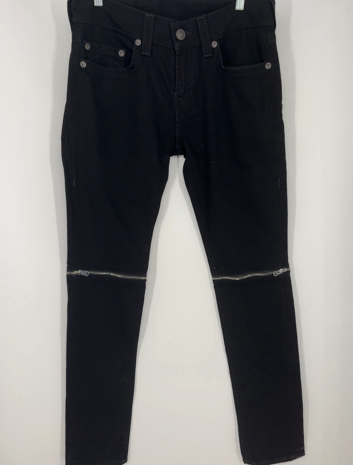 True Religion Rocco Relaxed Skinny Zip Off Convertible Jeans Black Wash 30x34