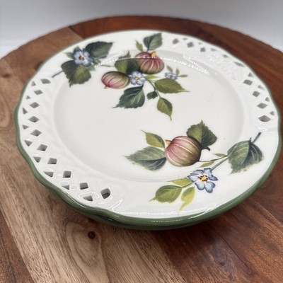 (3) Designed by BRUNELLI Ceramic Pierced Rimmed Salad Plates: Floral, Ø8'', Italy