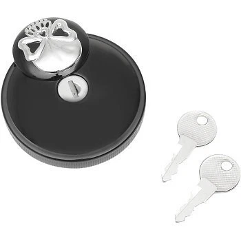 DRAG SPECIALTIES 0703-0690 Black Screw-In Locking Skull Gas Cap for 96-24 Harley - Image 2 of 2