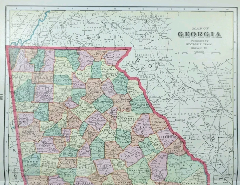 Vintage 1904 GEORGIA Map 14"x22" ~ Old Antique Original ALBANY DUNWOODY VALDOSTA - Image 3 of 4