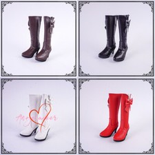 Pointed-toe High Heeled Boots Shoes Brown Black White Red for 1/3 SD DD BJD Doll