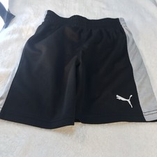 Boy's Puma Shorts Size 4 Grey/ Black-Red Stripes Polyester Sports Play