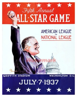  MLB 1937 All Star Game REPRINT Program Cover Franklin  Roosevelt 8 X 10 Photo 