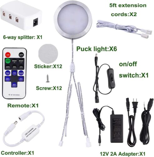 HURYEE Lights Kit Linkable Under Cabinet LED Lighting 12V Dimmable Puck Lights - Picture 3 of 43
