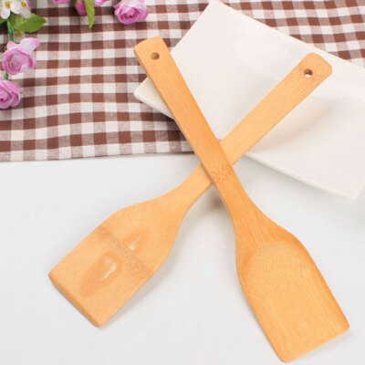 Wooden Kitchen Bamboo Utensils Spatula Spoon Shovel Cooking Healthy Tools 2Pcs