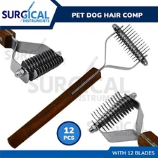 12 Pcs Dog Brush for Deshedding Dematting Pet Grooming Cat Hair Comb 12 blade