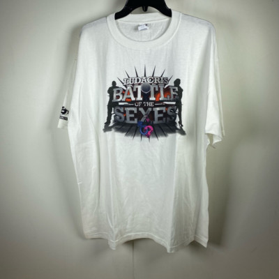Battle Of The Sexes Anvil Mens Graphic T-Shirt White Scoop Neck Cotton 2X New