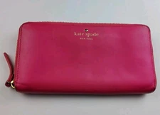 Kate Spade NY Smooth Leather Zip Around Accordion Wallet Pink