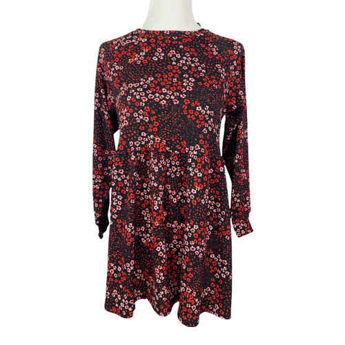 Floral Ribbed Smock Dress 