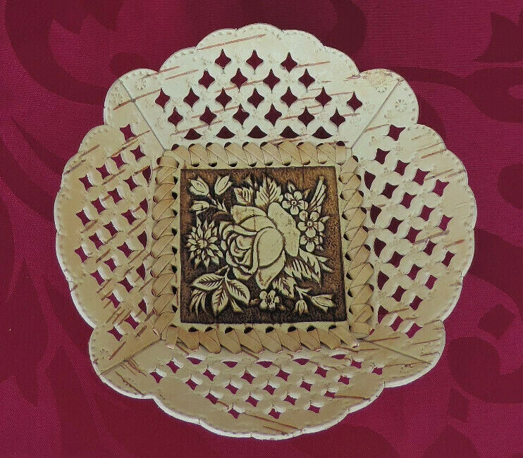 Plato contenedor de madera de corteza de abedul cesta pequeña Organikproduct hecho a mano Foto 2 de 4