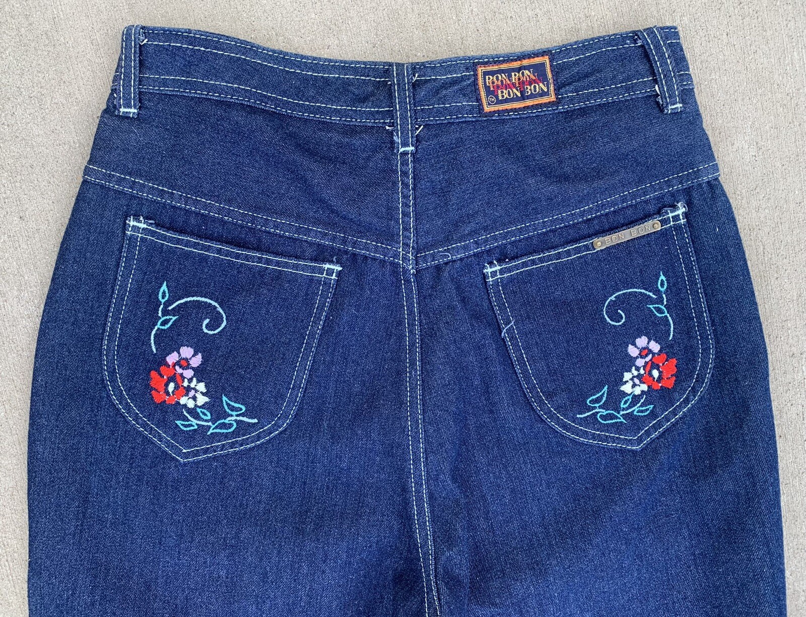 vintage Bon Bon jeans floral embroidered pockets … - image 11