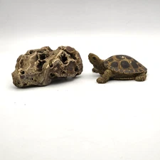 Aquatic Décor Resin/Stone Turtle 4x3" Lava Type Rock 5x3" Aquarium Gnome Garden