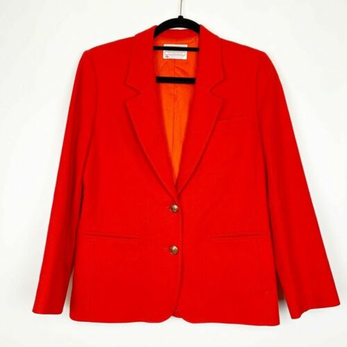 Pendleton Blazer Jacket 100% Virgin Wool Women's Front Pockets Red Size P Petite - Picture 1 of 5