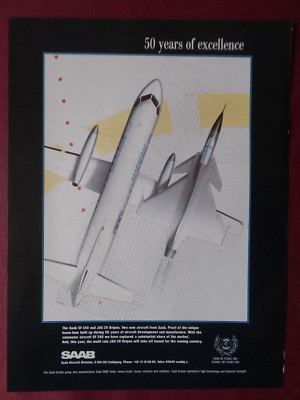 4/1987 PUB SAAB AIRCRAFT JAS 39 GRIPEN FLUGZEUG SAAB SF 340 FLUGZEUG ORIGINAL ANZEIGE