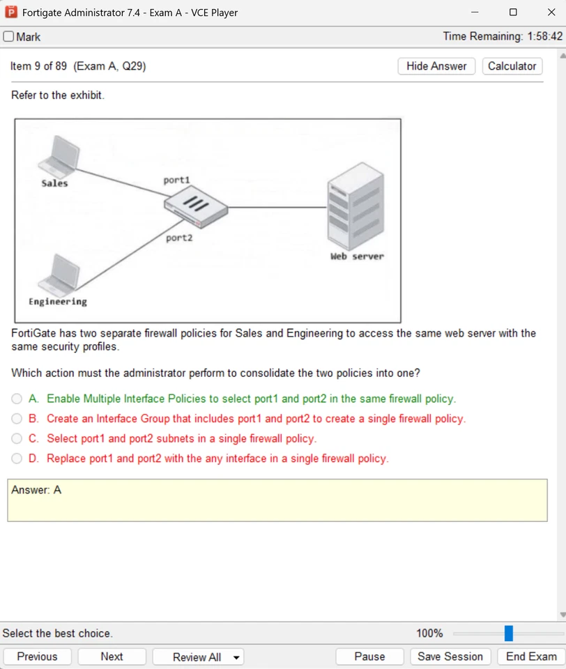 Fortinet FCP FGT AD FortiOS 7.4: FCP AD FGT-7.4 Exam - Image 3 of 4