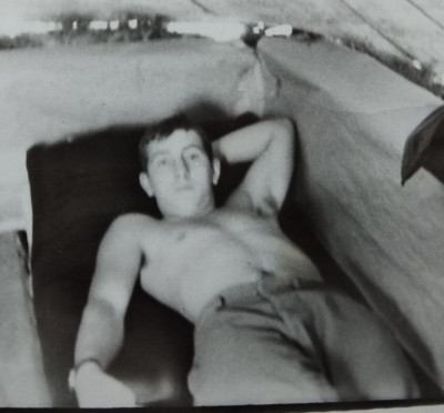 Shirtless Soldier Armpits Affectionate Man Military Guy Muscle Gay int Vtg Photo