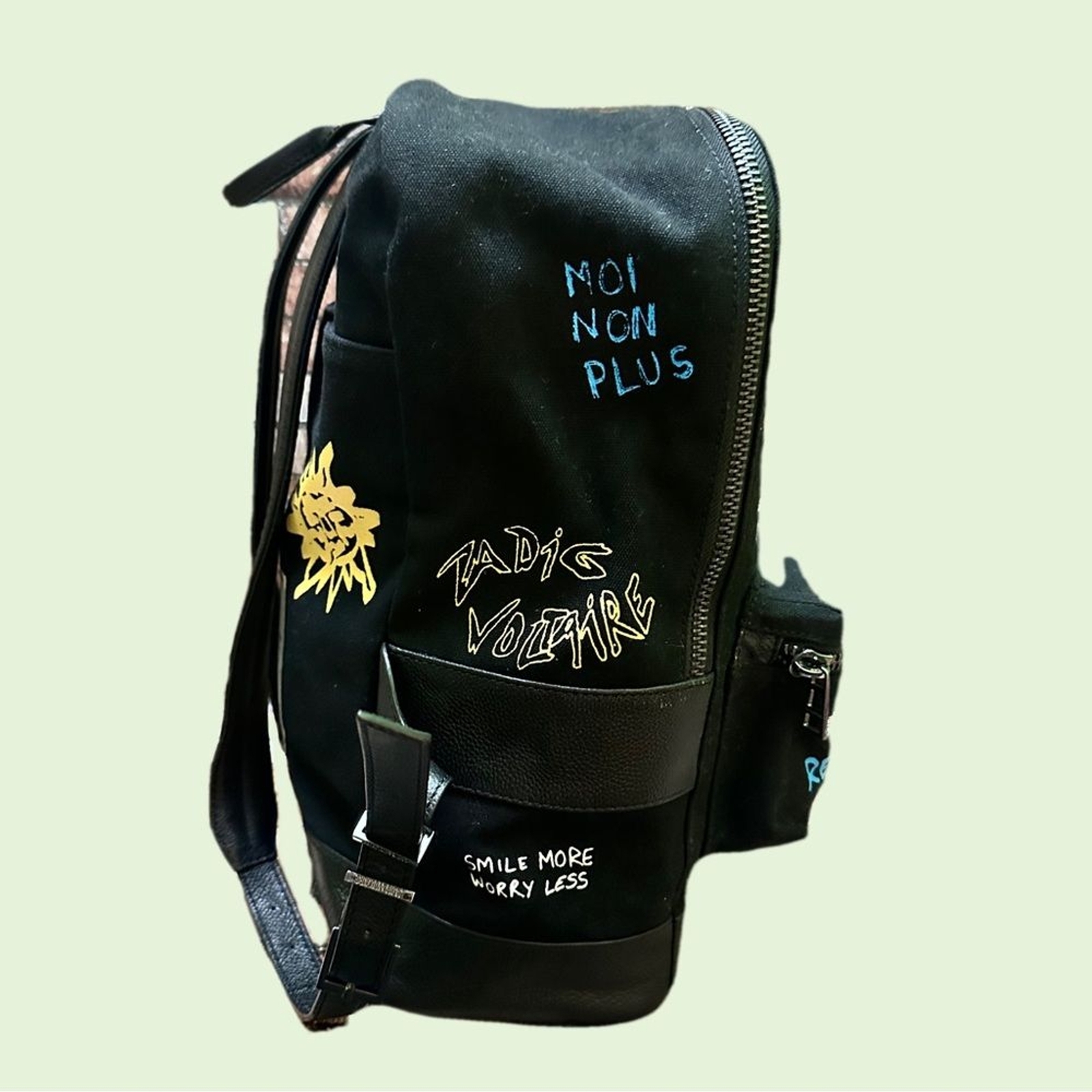 ZADIG & VOLTAIRE Black Graphic Men's Backpack RARE image 4