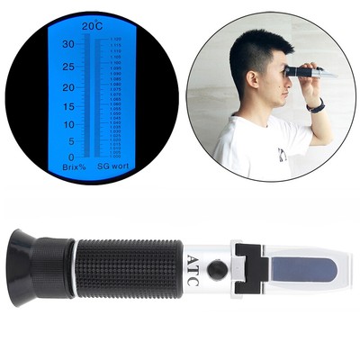 0-32% Brix & Beer Sugar Wine Wort SG Refractometer w/ Pipette, Mini Screw Driver