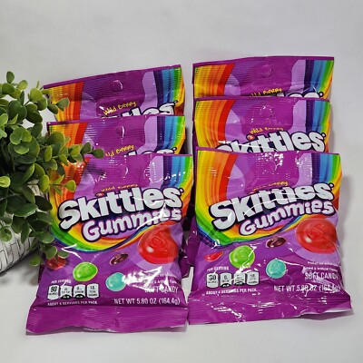 Skittles Gummies Wild Berry Fruit Flavor Soft Candy 5.8oz  6-Pack 07/24