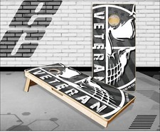Veteran No Evil Military Skull Flag Cornhole Boards Bean Bag Toss Game