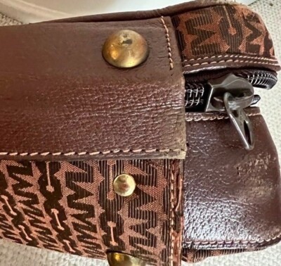 Valise Vintage Mark Cross En Cuir Et Toile - Années 70, Fabrication Italienne, Look Luxe