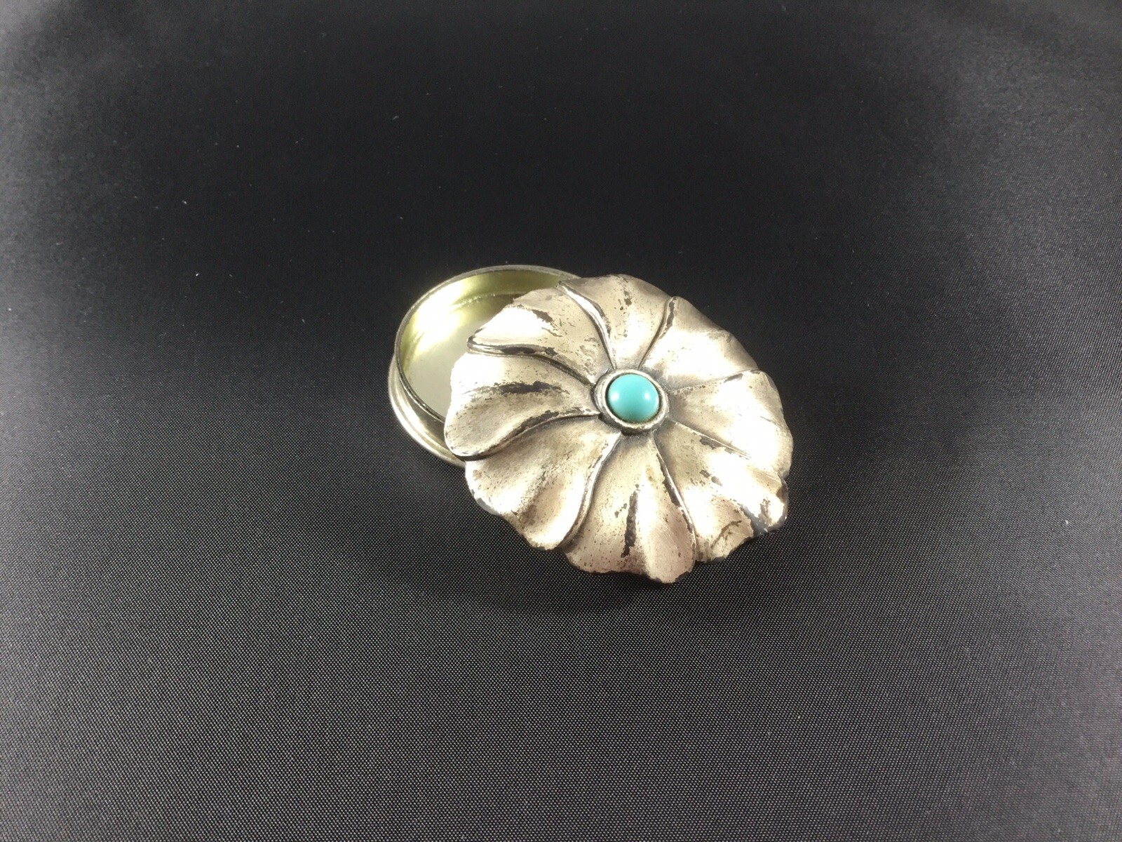 Vintage Compact Solid Perfume Box Pendent Silver … - image 2