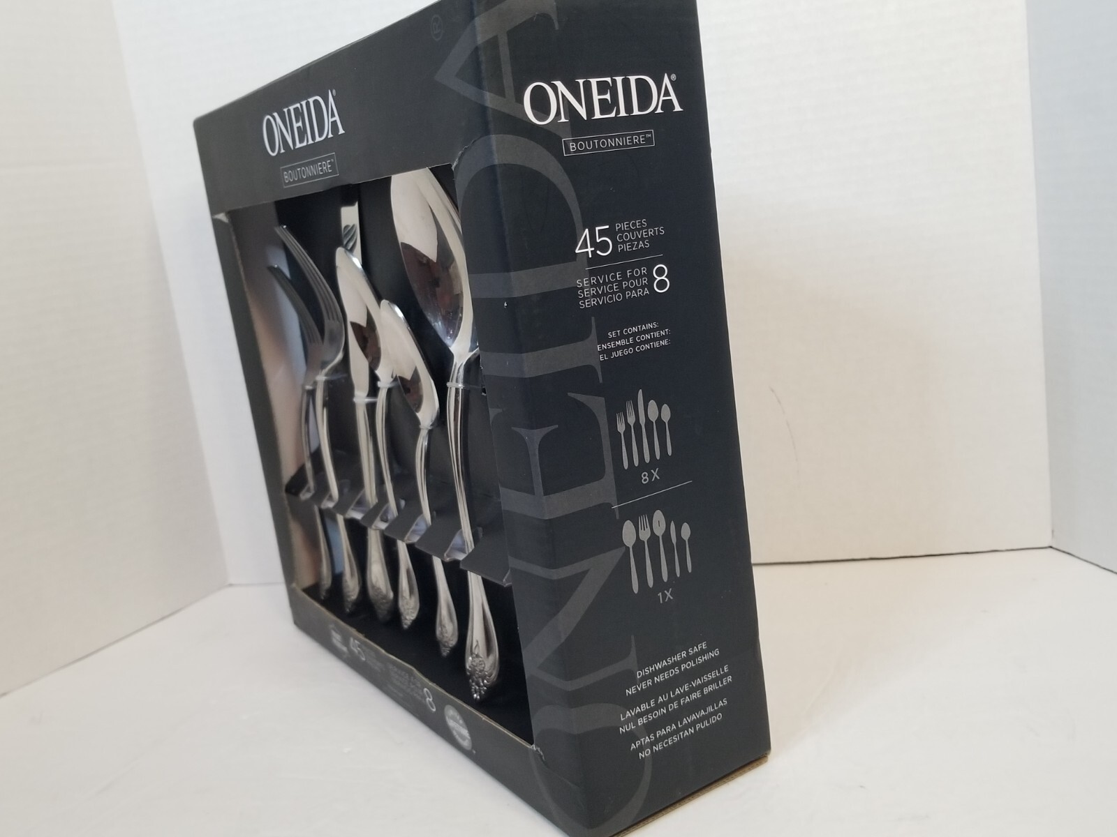 Oneida BOUTONNIERE Stainless Steel 45pc. Flatware Set (Service for