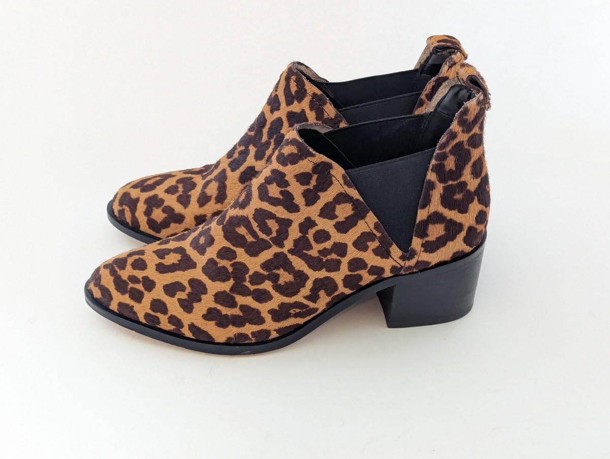 State Womens Chelsea Boots 7M US Leopard Print Calf Hair Ankle