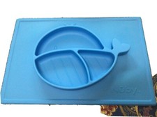 Nuby Sure Grip Whale Silicone Baby Kids Place mat Food Plate Blue Section