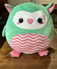 HugFun International Pillow Pal Plush Sqishable Owl 16" Green/Pink