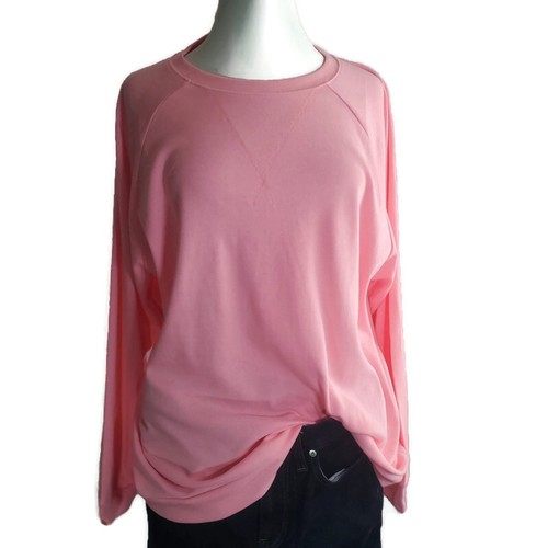 Zenana Sweatshirt Womens Light Weight Cotton Stitch Detail Pink Plus Size 1X 3X - Picture 2 of 3
