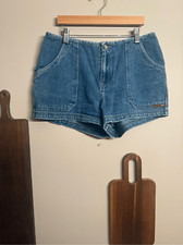 Vintage Y2K No Excuses Blue Low Rise Flat Front Denim Jeans Mom Shorts Size 9/10