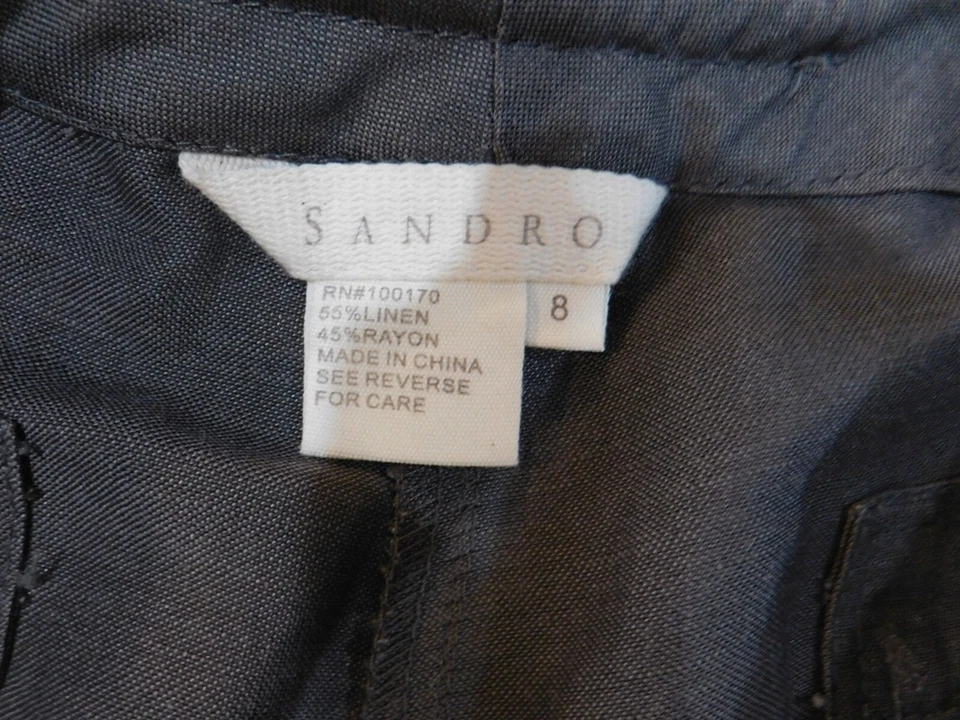 Sandro Mujer Pantalón 8 Marrón Chino Lino Crop Clásico Foto 3 de 4