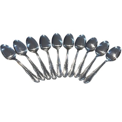 Oneida Plantation Custom Stainless Glossy Floral 10 Teaspoons 6''