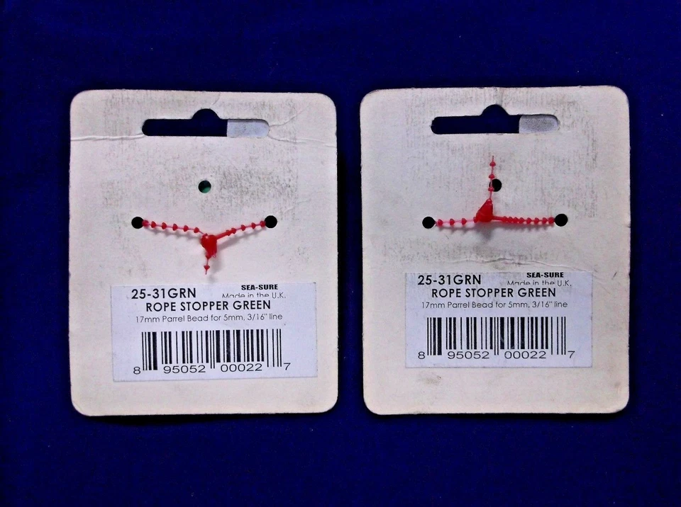 2 Pack of SeaSure Green Rope Stoppers for 3/16" Line Foto 2 de 2