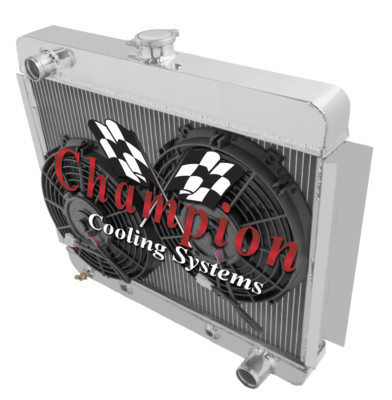 ER 2 Row 1'' Radiator,10'' Fans for 1966 1967 Chevrolet Chevy II Nova V8 Conv