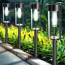 Solar Pathway Lights Outdoor, Upgraded Auto On/Off Solar Landscape Path Lights