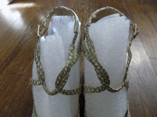 Jimmy Choo Verrin Beige Snake Strappy Gold Metallic 4" Wedge Heels Pumps 7.5 EUC - Picture 4 of 15