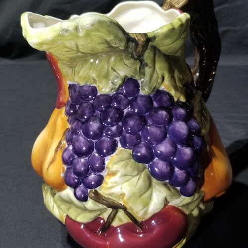 Sonoma Villa Home Interiors Large Pitcher Hand Painted Fruits & Vine Handle EC - Picture 10 of 16