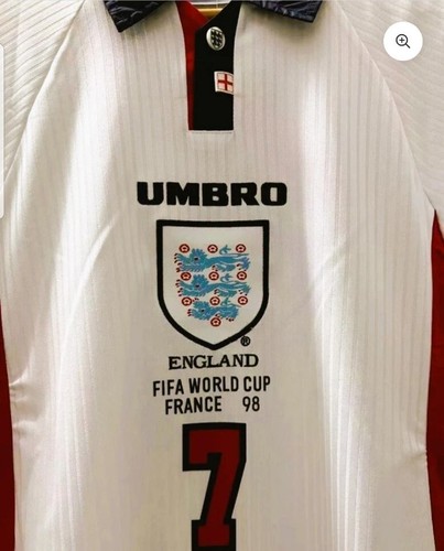 Maglia INGHILTERRA FRANCIA 98 CALCIO CAMISETA SHIRT S M L XL XXL BECKHAM 7 UMBRO - Picture 4 of 6