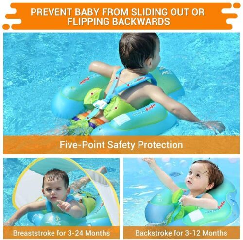 Baby Schwimmring mit Abnehmbarem Sonnendach Schwimmreifen Kinder 0-3 Jahre DE - Bild 10 von 22